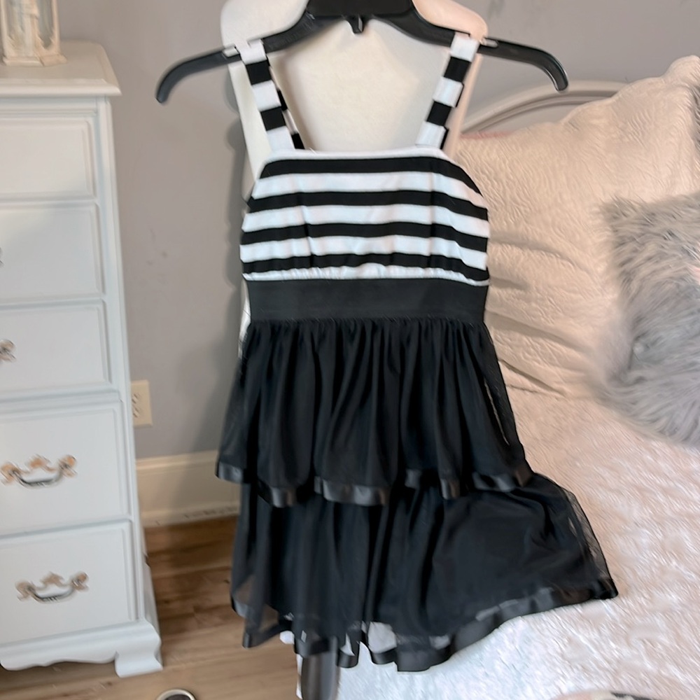 Striped Knit Ruffled Tiered Dress